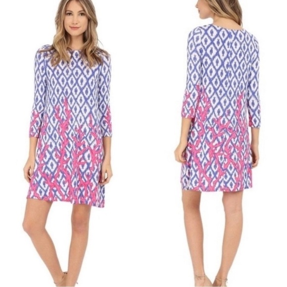 Lilly Pulitzer | Ophelia Coral Iris Blue Deep Dive Little Fish Swing Dress Sz XS - Picture 13 of 13